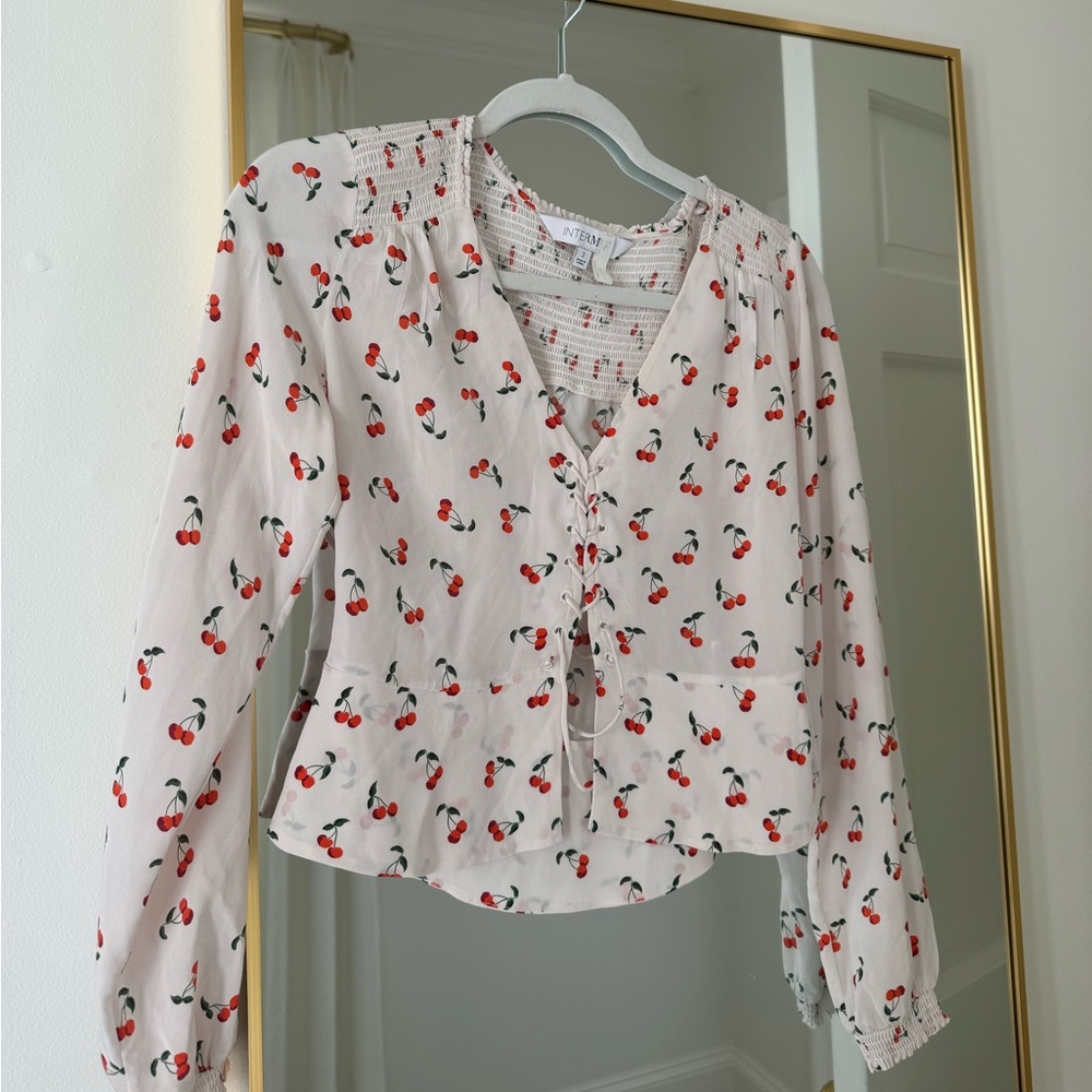 Intermix Cherry Blouse. Great Condition - image 1